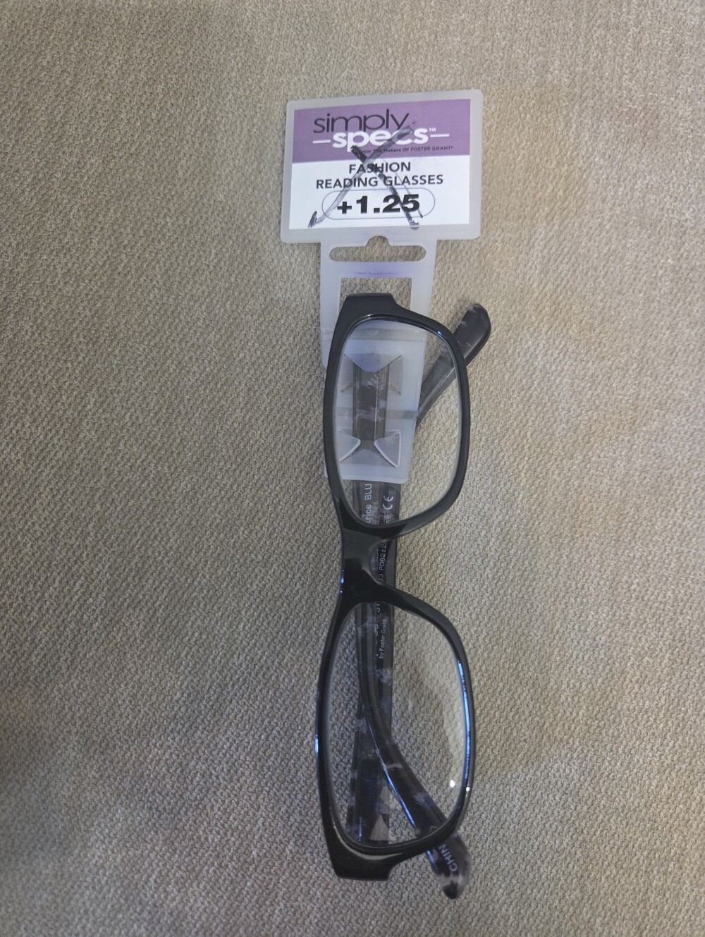 Simply Specs Fashion Reading Glasses +1.25 in Black. NWT.